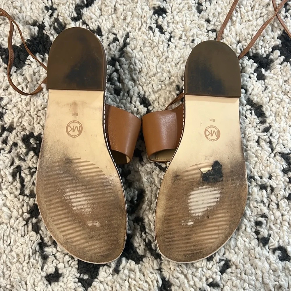 Michael Kors Brown Leather Wrap Sandals - Picture 4 of 5